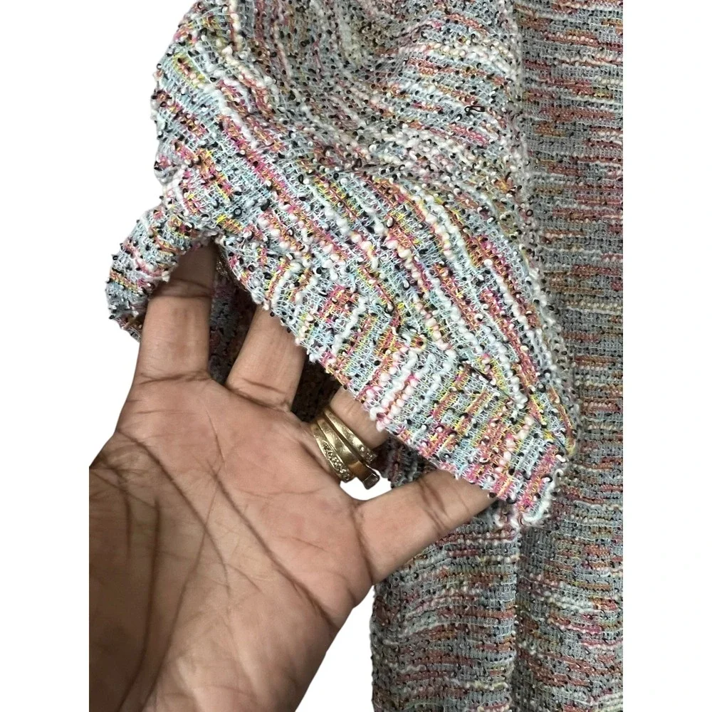 LOFT Women's Tweed Top Multicolor Puff Sleeve Knit - XL
